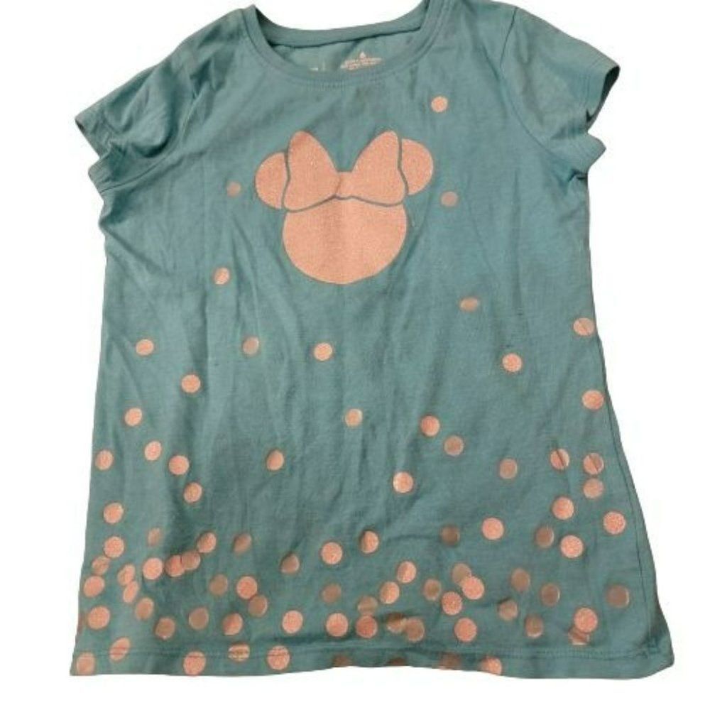Disney Girls Blue Silver Jumping Bean Minnie Mouse Pullover T Shirt Size 6